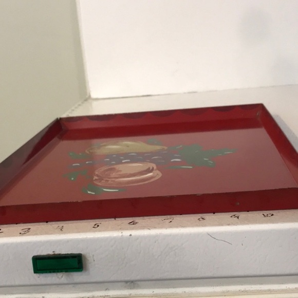Unbranded VTG Hand Painted Red Tray Decorative Still Life Hand Painting Fruit - Picture 10 of 16